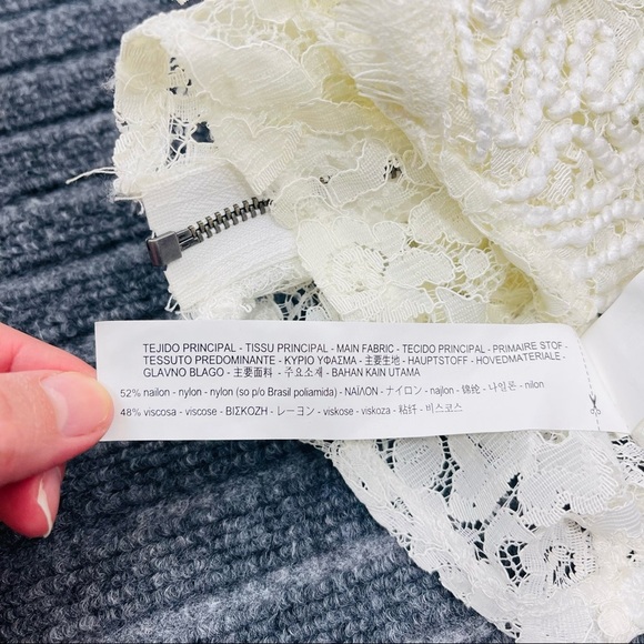 ZARA Back Zip Brocade Lace Crop Top Size S In Ivory NWT - Picture 12 of 12